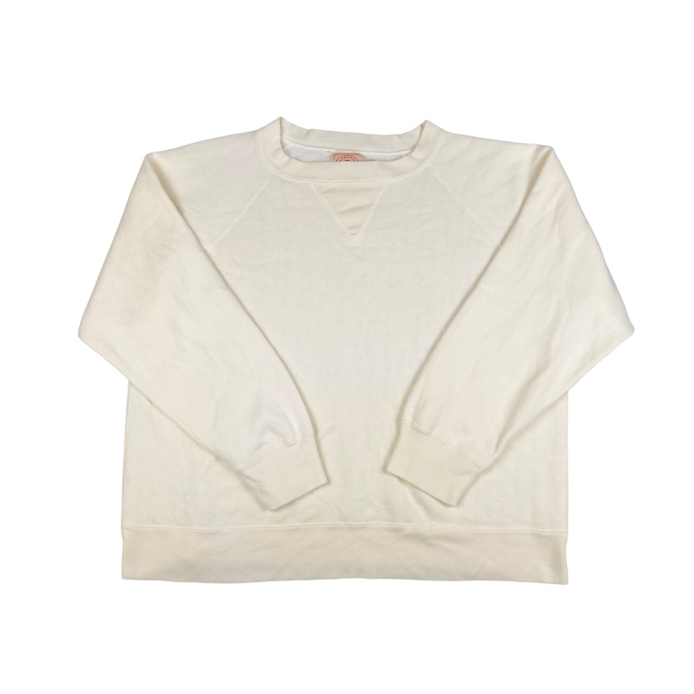 Vtg 80s ChinaWear Sweatshirt Womens L Cream Boxy V-Stitch Raglan Pullover